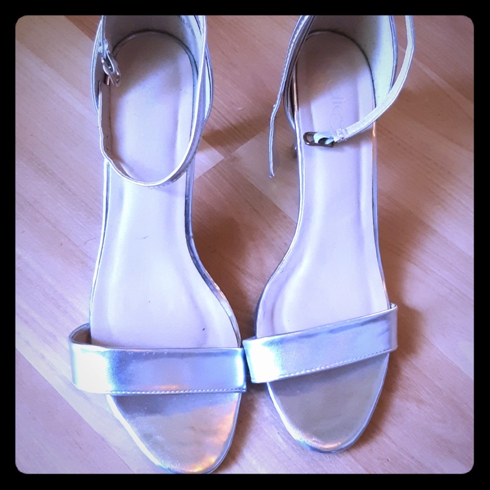 Silver kitten heels